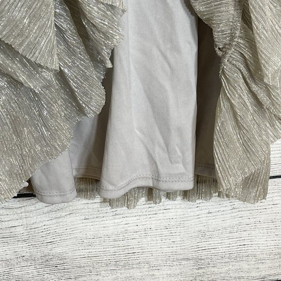 NWT MSK Petites Metallic Silver Gold Knee Cocktail Party Tiered Dress Sz… - Picture 13 of 15